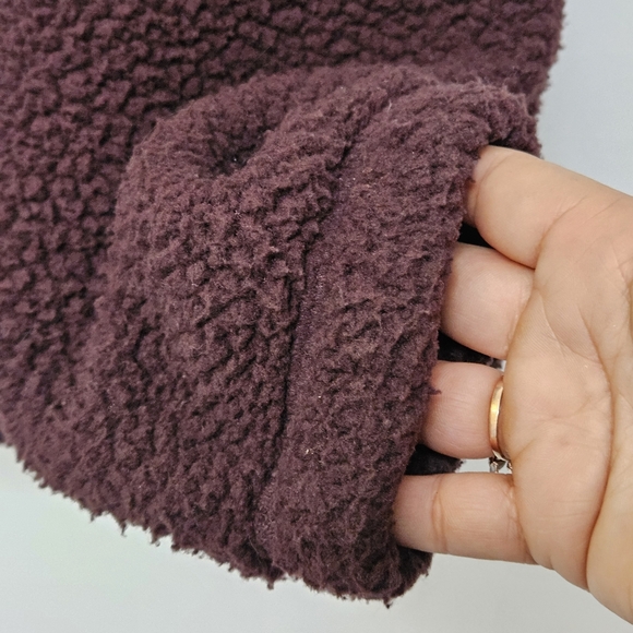 Old Navy Sz L Oversized Slouchy Cozy Dark Brown Sherpa Fleece  Zipper Jacket - Picture 5 of 16